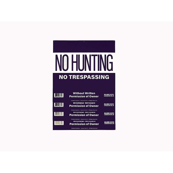 Sunburst Systems Sign No Hunting/No Trepassing, Plastic 12 in x 12 in, 4-Pack PK 8634